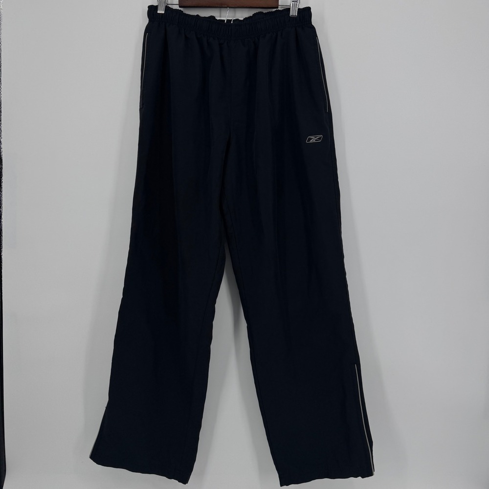 VTG Reebok Black Athletic Track Pants Mens Large Zip Ankle Lined Comfort Joggers